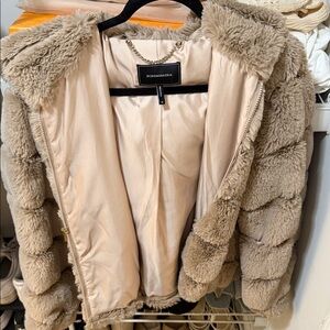 BCBGMaxAzria Women's Tan Teddy Jacket